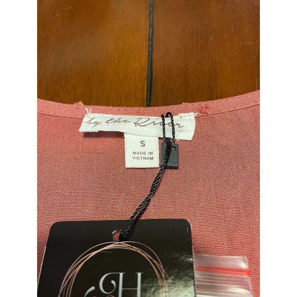 NWT By The River Sienna Dot Dress Small,  short 3/4 sleeve buttons Boutique - Picture 11 of 12